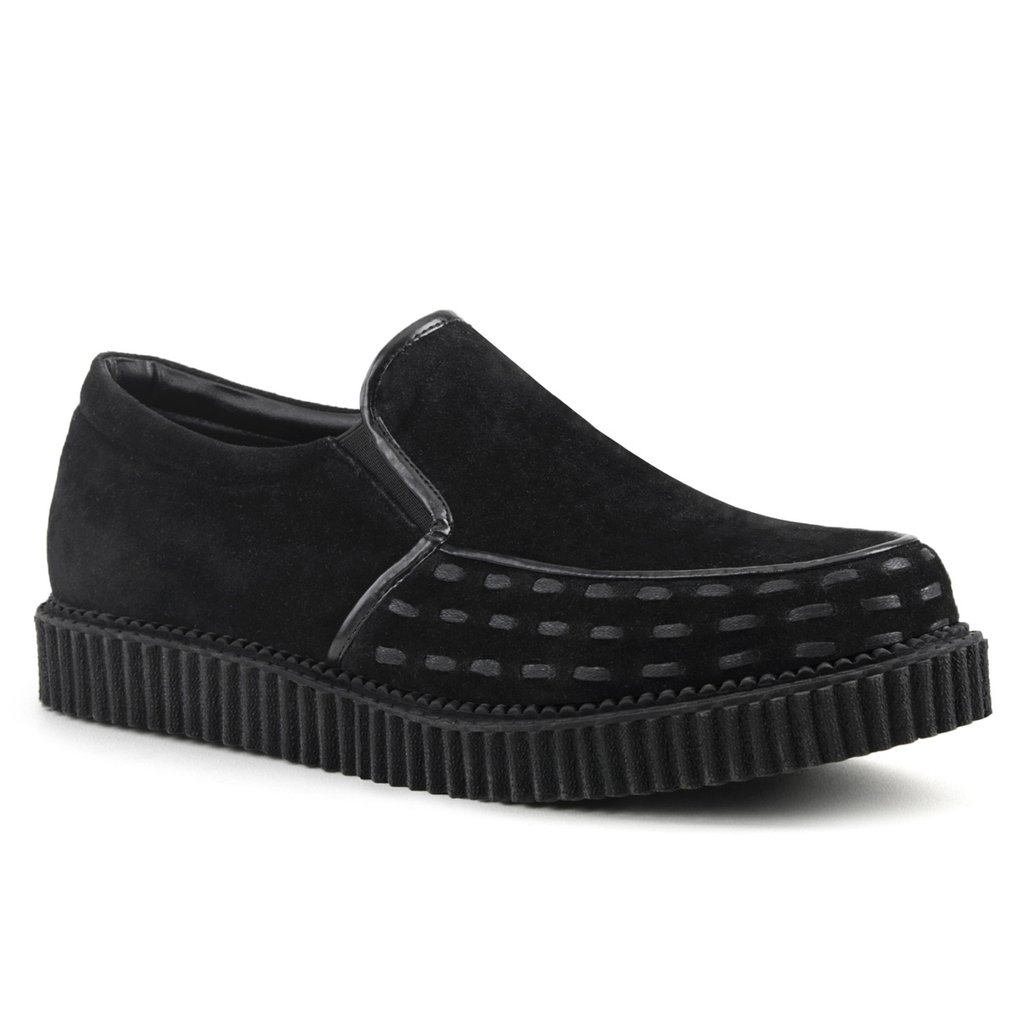 Creepers Demonia V Creeper 607 Vegan Suède Homme - Noir 65073-JFLA